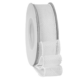 White Burlap Ribbon 1 Inch, Solid Ribbon with Wired Edge for Bow, Wreath, Christmas Tree, Outdoor Decoration, 10 Yards/Roll.