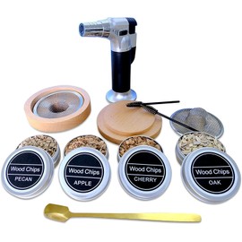 ZEKIAN Cocktail Smoker Kit with Torch, 4 Unique Flavor Wood Smoke Chips, ( No Butane )