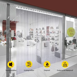 Plastic Vinyl Replacement Strip Curtain 8' x 8", PVC Strip Door Curtain Commercial for Walk-in Freezers, Pet House, Warehouse Doors - Single Strip - Clear