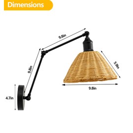 Evkcevla Battery Operated Wall Sconce, Rattan Wall Sconces Battery Operated Set of 2, Bohemian Wireless Battery Wall Sconce with Remote Control for Bedroom, Farmhouse, Gallery