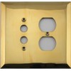 Jumbo Stamped Unlacquered Brass Two Gang Combo Wall Plate -