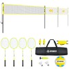 Patiassy Professional Volleyball Badminton Combo Set Net w/Net Adjustable Poles