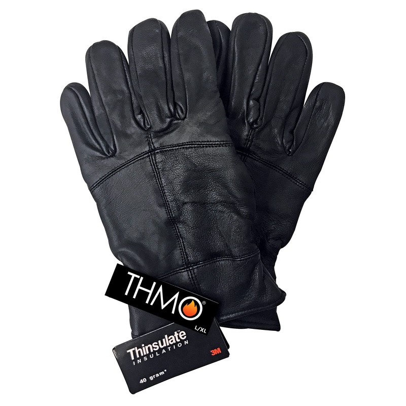 THMO Men's Thinsulate Leather Gloves for Winter Windproof Outdoor Fleece