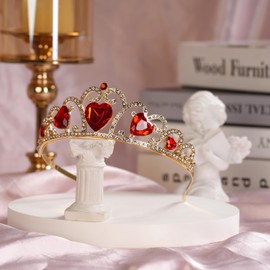 FRTTVM Red Heart Crown Evie Descendant 3 Crown Descendant Headband Evie Costume Evie Gold Tiara Queen of Heart Descendant