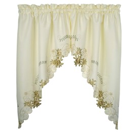 Today's Curtain Verona Reverse Embroidery Window Swag, 38-Inch, Ecru/Antique
