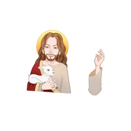 ULTECHNOVO 2pcs Car Wiper Sticker Jesus Decal Removable Car Wiper Label for Left Hand Swing Windshield Decoration