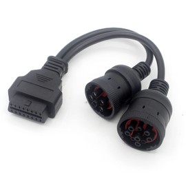 LoongGate SAE J1939 9 Pin and 6 Pin to OBDII 16 Pin Adapter Connector Cable