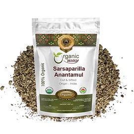 Organic Way Sarsaparilla/Anantamul Root (Hemidesmus indicus) Cut & Sifted - Herbal Tea | USDA & Kosher Certified | Vegan, Non GMO & Gluten Free | Resealable Bag | 100% Raw from India (1/4lbs / 4oz)