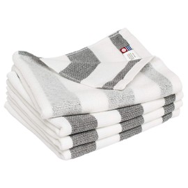 Bloom Imabari Towel, Certified Gauze Towel, Face Towel, Set of 4, Groovy, Border, Kitchen Towel, Quick Drying, Room Drying, Made in Japan, 100% Cotton (Black)