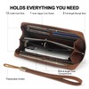 Blucoay Real Leather Womens Wallet,RFID Blocking Long Wallet For Women