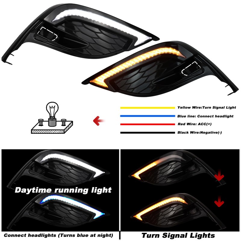 KEEGTBOX Switchback White/Amber LED DRL Front Fog Daytime Running Light