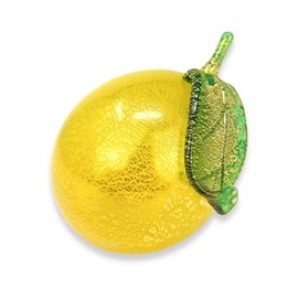 MY ITALIAN DÉCOR Murano Glass Lemon Figurine, Life-Size Blown Glass Fruit, Home Decor, Blown Glass Decor, Paperweight, Artificial Fruit for Lemon Kitchen Decor, Handmade in Italy