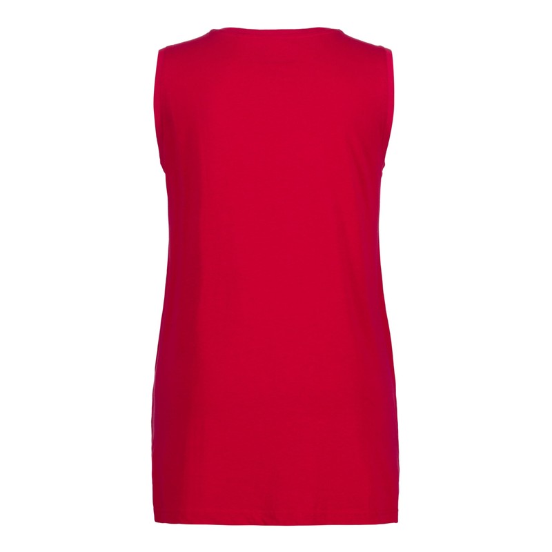 Ulla Popken Women's V-Neck Relaxed Sleeveless Cotton T-Shirt, poppy
