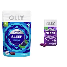 OLLY Paquete de gomitas y cpsulas blandas de melatonina para dormir con manzanilla, blsamo de limn, 120 gomitas, 60 cpsulas blandas de melatonina de  