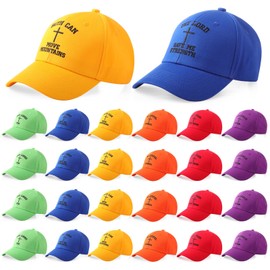 Shyyween 24 Pcs Christian Hats Bulk for Sunday School Gifts Jesus Hats Bulk Religious Church Gifts Baseball Caps for Easter