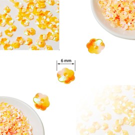 Flower Loose Sequins Paillettes Bead,Plastic Plum Blossom Loose Sequins,Light Yellow Flower Disk Sequins for Scrapbooking,Sewing Dresses,Stage Decorations