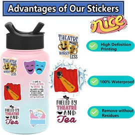 SBOBUY Theatre Stickers,50 PCS Aesthetic Waterproof Stickers,Vinyl Stickers for Water Bottle,Laptop,Phone,Skateboard Stickers for Teens Girls Kids (Theatre)