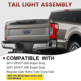 Tail Lights Assembly Compatible with 2017 2018 2019 Ford F250 F350 Super Duty,Passenger Side Rear Light Taillights Replacement # HC3Z13404D