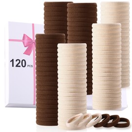 LuSeren 120 Pcs No Damage Hair Ties for Women Thick Hair, Large Soft Seamless Nylon Hair Ties Ponytail Hair Holders Hair Elastics Hair Band for Women Hair Accessories blonde and Brown