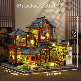 DIY Miniature Dollhouse Kit, Mini House Making Kit with Light, Tiny House Kit to Build for Adults, Hobby Craft Gift for Father's Day, Orchid Retreat