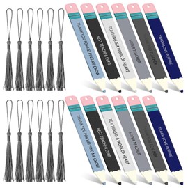 AmazingSpark 12 Pcs Back to School Bookmarks Gifts Acrylic Pencil Creative Book Marks with Tassel Teacher Appreciation Gifts Theme for Women Teacher(Neutral)