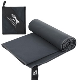 HiiPeak Mikrofaser Handtuch (180 cm x 90 cm) kompakt und leicht microfaser handtücher Fitness Handtuch Schnelltrocknend saugfähiges Sporthandtuch Fitnessstudio Schwimm und Gym Handtuch (Dunkelgrau)