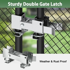 Fixirons Chain Link Fence Double Gate Latch for 1-5/8" or 2" Gate Frame Chain Link Fence Gate Latch Residential Strong Arm Double Gate Latch for Metal Gate