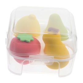 Healeved 4pcs Creative Makeup Sponges for Women Dual-use Powder Applicators Lemon Strawberry Avocado Pear Shapes with Storage Case for Easy Cleaning and Portability