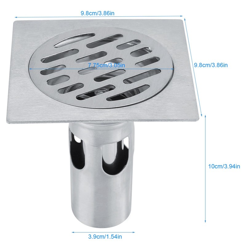 Thickened Stainless Steel Odourless Shower Square Odourless Floor Drain Waste