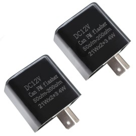 amavoler 12V 2Pin Flasher Relay Speed Adjustable Indicators LED Light Flasher for Motorcycle LED Indicators Turn Signal Light (Black-2pcs)