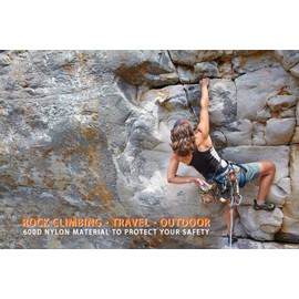 Drawstring Highend Rock Climbing Chalk Bag with a Carabiner Different Pockets for Climbing Bouldering, Gymnastics, Gym Pouch, Cross Fit and Lifting 1pcs (Black Camouflage)