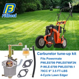 FitBest A100626 Carburetor with Fuel Filter for Powermate PWLE0799 PWLE0799F2N P-WLE-0799 PWLE0799.1 79CC 9" 3.5 FT-LBS 4-Cycle Lawn Edger