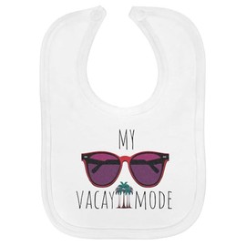 Azeeda 'Vacation Mode With Sunglasses And Palms' Soft Cotton Baby Bib (BI00058940)