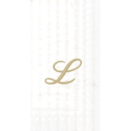 Ideal Home Range 3-Ply Paper Ivory Monogram, 16 Count Guest Towel Napkins Letter L