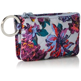 Vera Bradley Women's Cotton Deluxe Zip Id Case Wallet with RFID Protection, Petite Neon Blooms, One Size