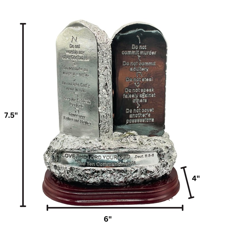 3 ARCHES USA Ten Commandments Silver Decor, Stone Design Replica