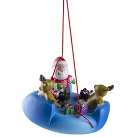 Santa and Reindeer Friends Riding a River Tube Christmas Ornament