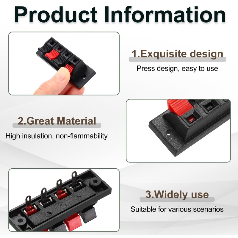 uxcell 4 Way Spring Terminal Clip Push Release Connector Plate