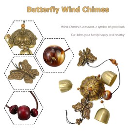 Hooshing - Campanas de viento de mariposa, pequeñas campanas de jardín de metal, campanillas de viento chinas para los mejores deseos, jardín, patio, decoración colgante, regalo