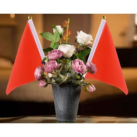 SCSpecial Small Flags 25 Pieces Mini Handheld Flags on Stick 8.2 Inch x 5.5 Inch Outdoor Flags for Parades and Decoration (Red)