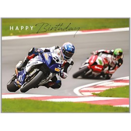Noel Tatt Male Birthday Card - Happy Birthday Card with Motorbike Race Design - Birthday Card for Men/Boys