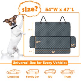 MIXJOY Dog Car Cover for Back Seat Cover Protector Waterproof Dog Seat Covers for Cars, Car Seat Protector for Dogs with 1 Dog Seat Belt, Nonslip Back Seat Cover for Kids, Trucks & SUV, Grey