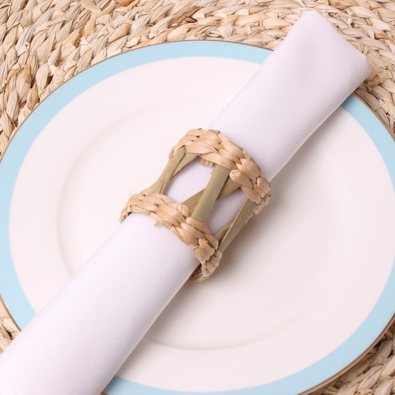 Natural Bamboo Straw Napkin Buckle Twine Napkin Corn Husk Napkin