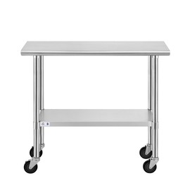 ROCKPOINT Work Commercial Kitchen Adjustable Under Shelf and Table Foot for Restaurant, Home and Hotel, 14x36inch, Silver