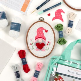 Kimberbell Punch Needle Kit - Be My Gnomie – Complete Punch Needle Set with Tool, Monks Cloth, Yarn, Frame, Fabric & Reusable Project Bag | Adorable Gnome Embroidery Kit