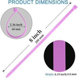 Aroono 8 inch Purple Nylon Zip Ties-0.19 Width, 50lb Strength, 50pcs Cable Ties, UV Resistant, High/Low Temperature Resistant-Durable, Ideal for Indoor and Outdoor Use