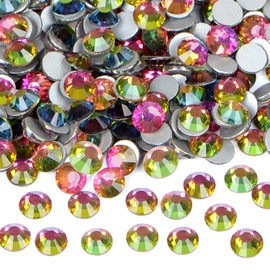 2880PCS Art Nail Rhinestones non Hotfix Glue Fix Round Crystals Glass Flatback for DIY Jewelry Making with one Picking Pen (ss8 2880pcs, Vitrail Medium)