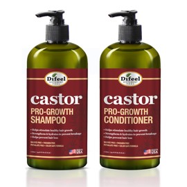Difeel 2PC Castor Pro-Growth Shampoo & Conditoner Gift Box- Includes 33.8oz. Shampoo and Conditioner