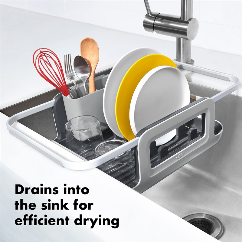 OXO Good Grips Extendable Over-The-Sink Aluminum Drying Dish Rack