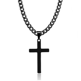 HSWYFCJY Kreuz kette Herren Kreuzkette Silber Gold Schwarz Edelstahl umgekehrtem Anhänger mit Kreuz Halskette für Männer Christliches Kreuz Halskette 20"/24"/28"